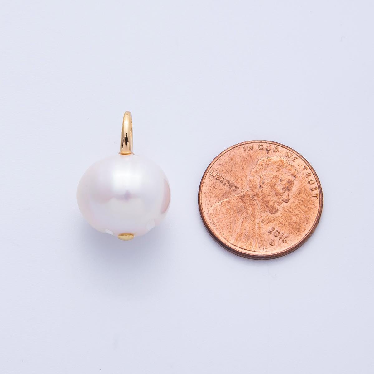 18k Gold Filled Freshwater Pearl Pendant 20mm Dainty Floating Pearl Charm Minimalist Bridesmaid Gift Necklace Component | CHARMS-00323