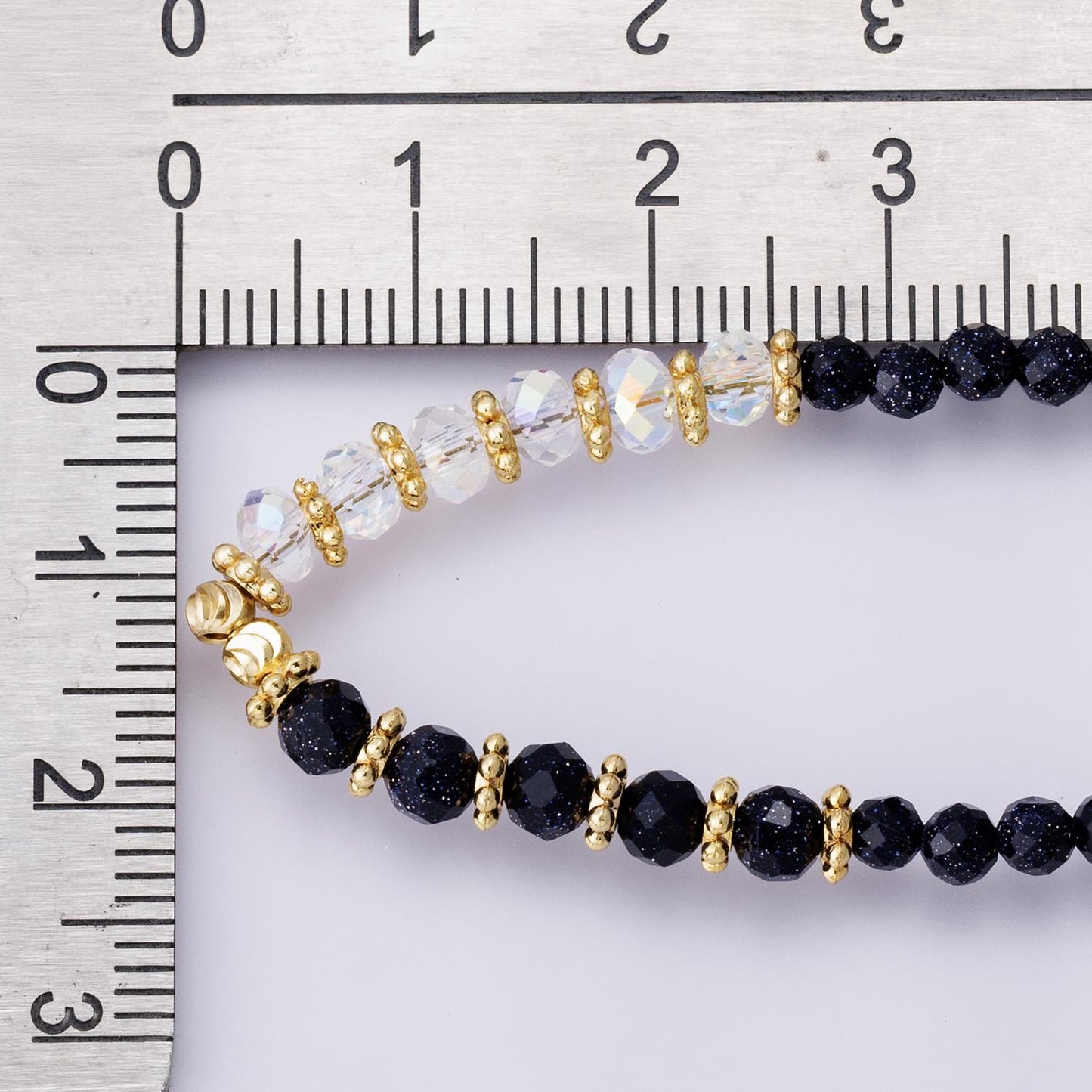 Black Agate and Clear Quartz Beaded Necklace 24k Gold filled Chain Dainty Black Gemstone Minimalist 16.5inch Jewelry for Her | WA-04172