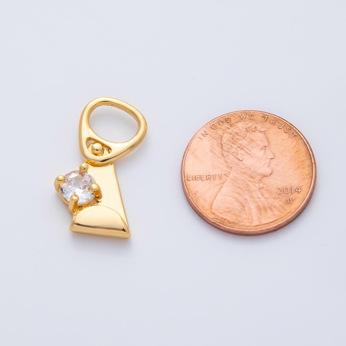 18K Gold Filled 21mm Clear CZ Abstract Geometric Soda Tab Pendant Streetwear Jewelry Finding Quirky DIY Supply for necklace | Charms-00336