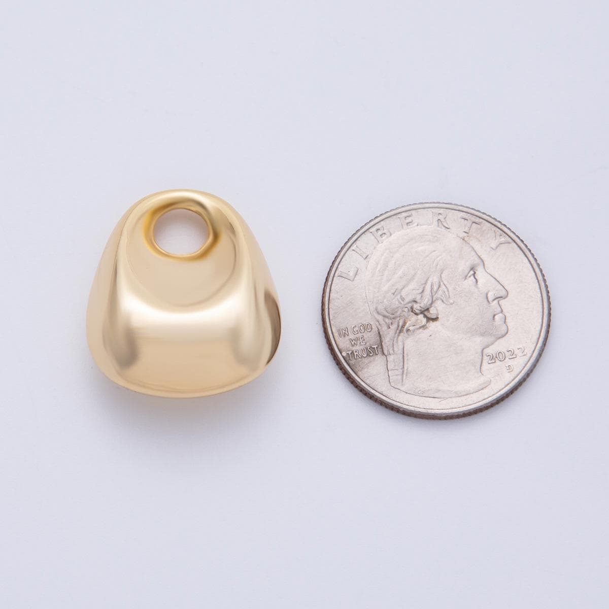 18K Gold Filled 25mm Plain Minimalist Puffed Drop Bead Sculptural Molten Gold Charm Minimalist Puffy Teardrop Amulet | Findings-00063