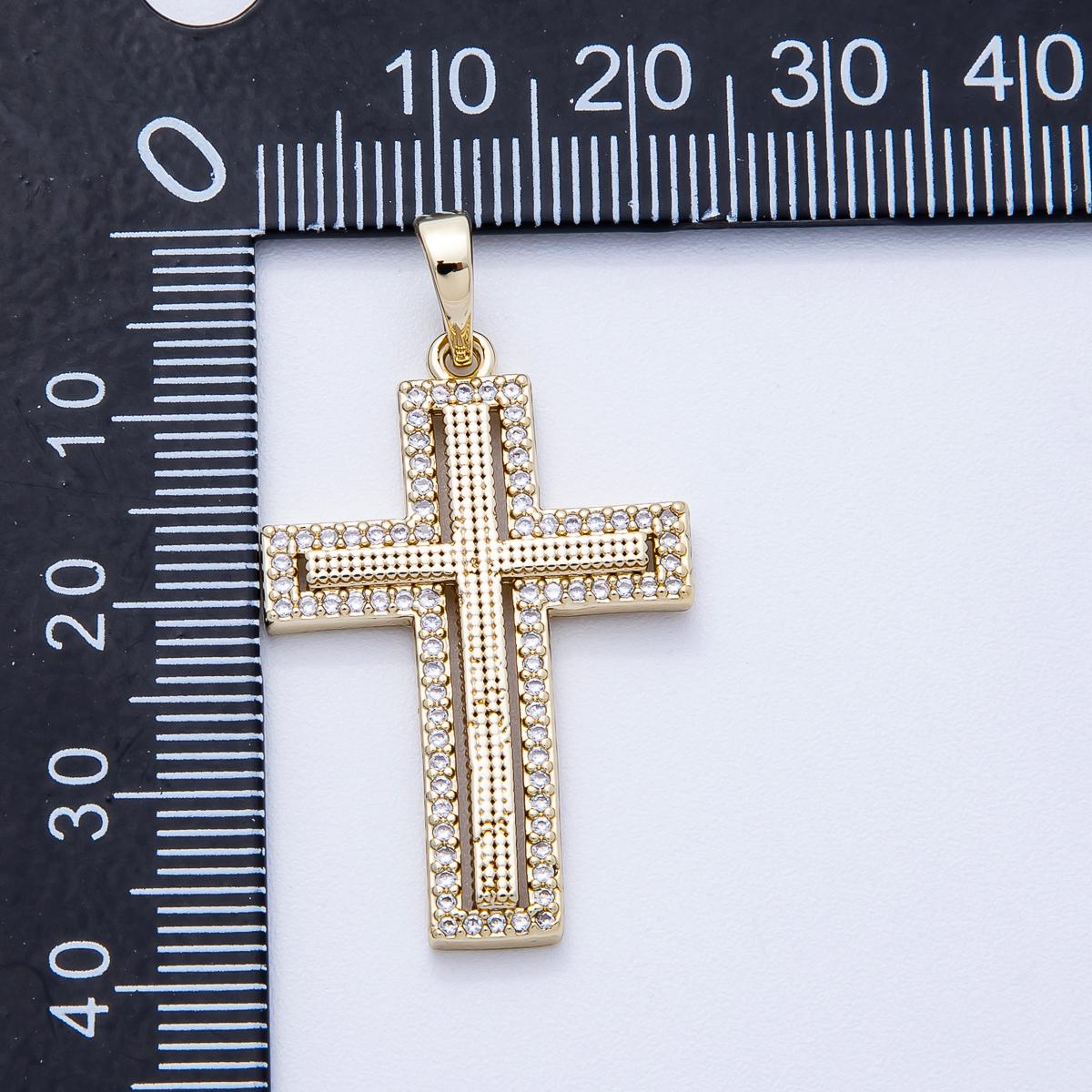 14k Gold Fill Modern Cross Pendant Catholic Christian Religious Charm for Necklace Making Charms-00353