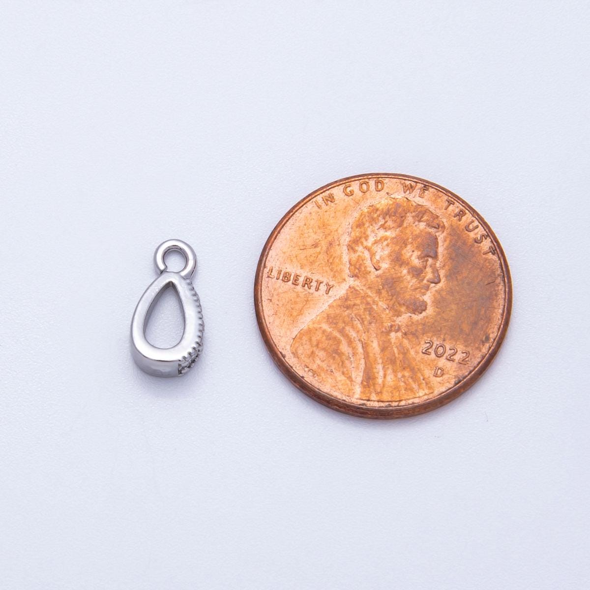 18k Gold Filled 10.8mm CZ Pave Pendant Bails Teardrop Connector Pinch Bail DIY Necklace Supply Artisan Jewelry Making | FINDINGS-00129