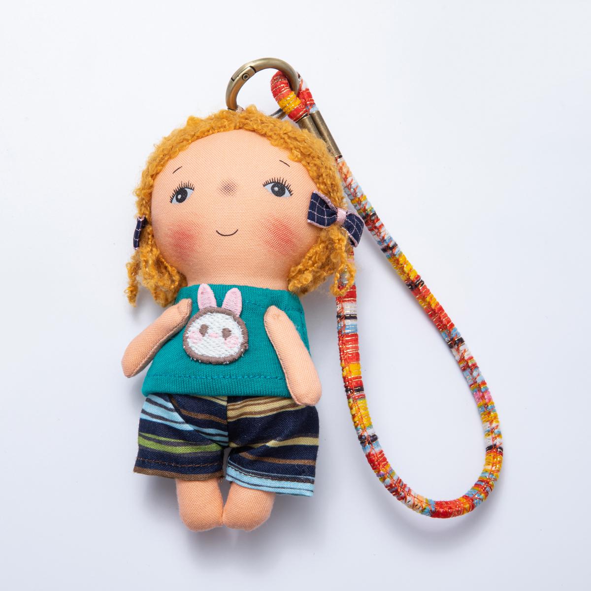 Fabric Doll 300mm Red Hair and Golden Hair Little Girl Friendship Keychain Plushie for Purses Backpacks Colorful Lanyard | WB-00065