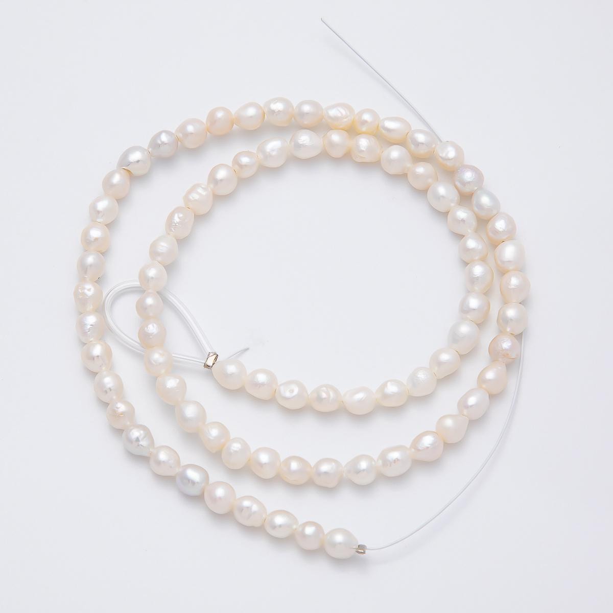 1 Strand Natural Fresh Water Pearl Beads White Oval Rice Shape Beads 4.6mm Wholesale Wedding Necklace Jewelry Making Supply | WA-4263