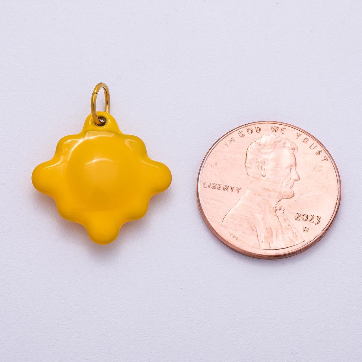 Stainless Steel 18mm Yellow Cheese Crackers Rhombus Enamel Charm Foodie Gift for Her Snack Jewelry for Earrings necklace | Charms-00501
