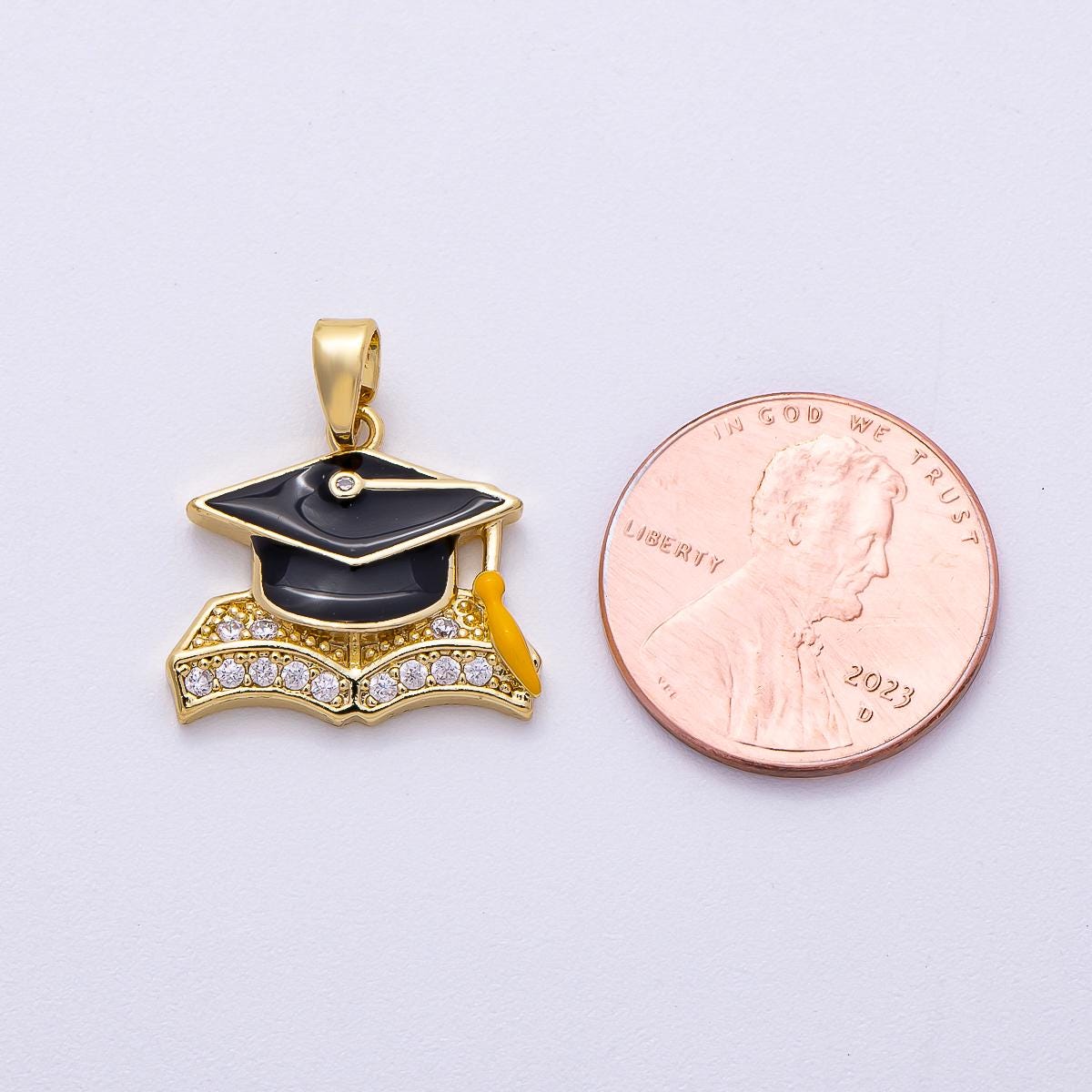 16k Gold Filled 15.9mm 2026 Graduation Pendant Cap and Diploma Necklace Senior Jewelry Gift Personalized Keepsake Unisex | CHARMS-00489