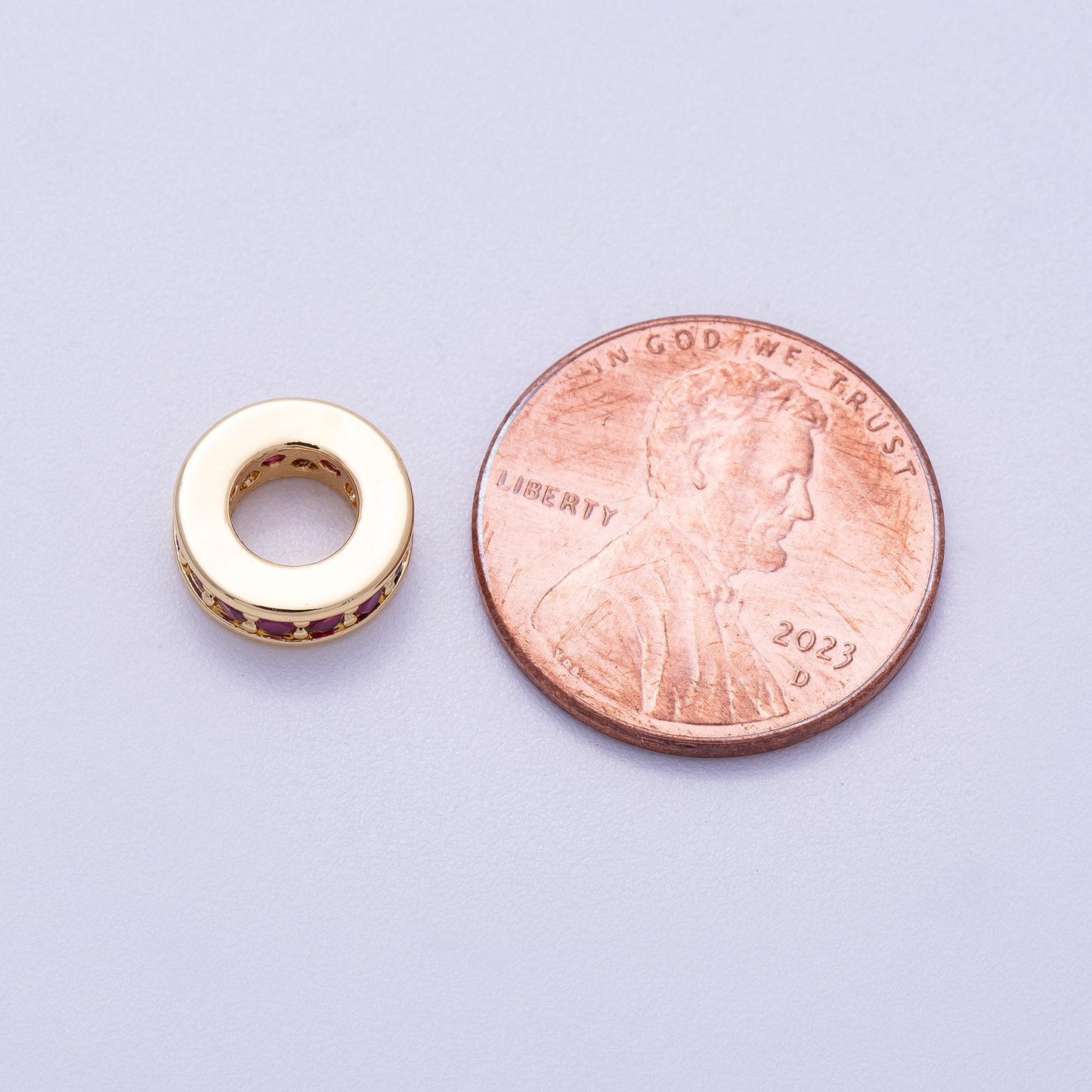 16K Gold Filled 10mm Colorful Micro Paved CZ Round Mini Spacer Rondelle Charm Holder Rainbow Crystal Discs DIY Jewelry Making | Beads-00243