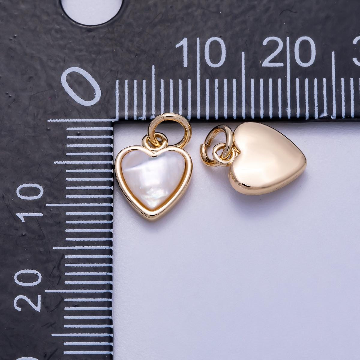 Shell pearl mini heart charm in 18k gold filled pendant for earring bracelet necklace supply Charms-593