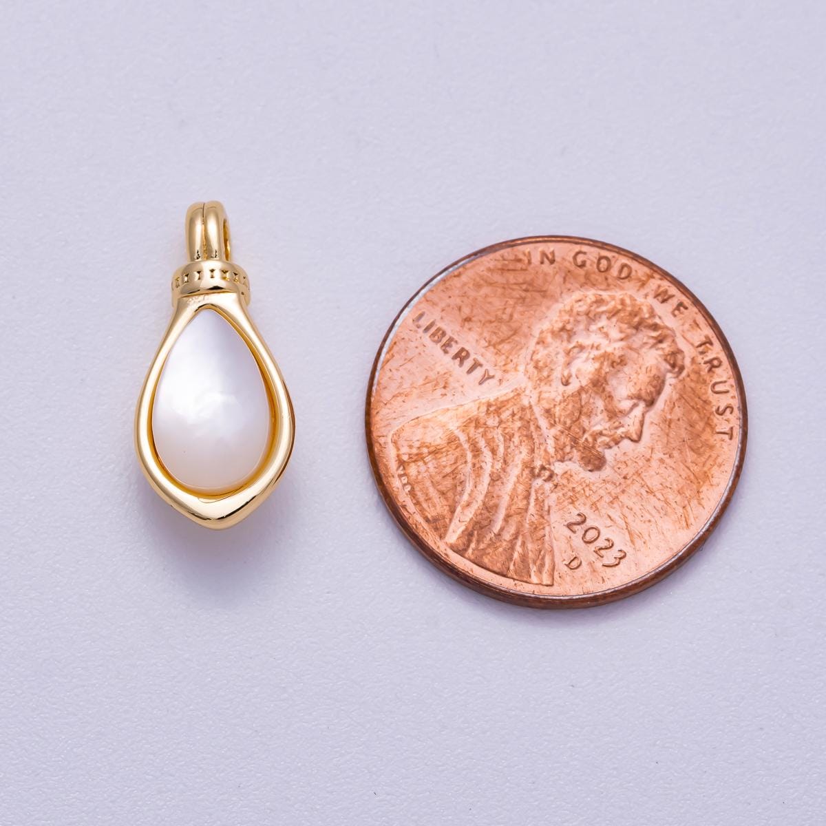 Dainty Tear Drop 18k Gold Filled Pearl Pendant Charm Minimalist Style for Necklace Jewelry Supply Charms-00638