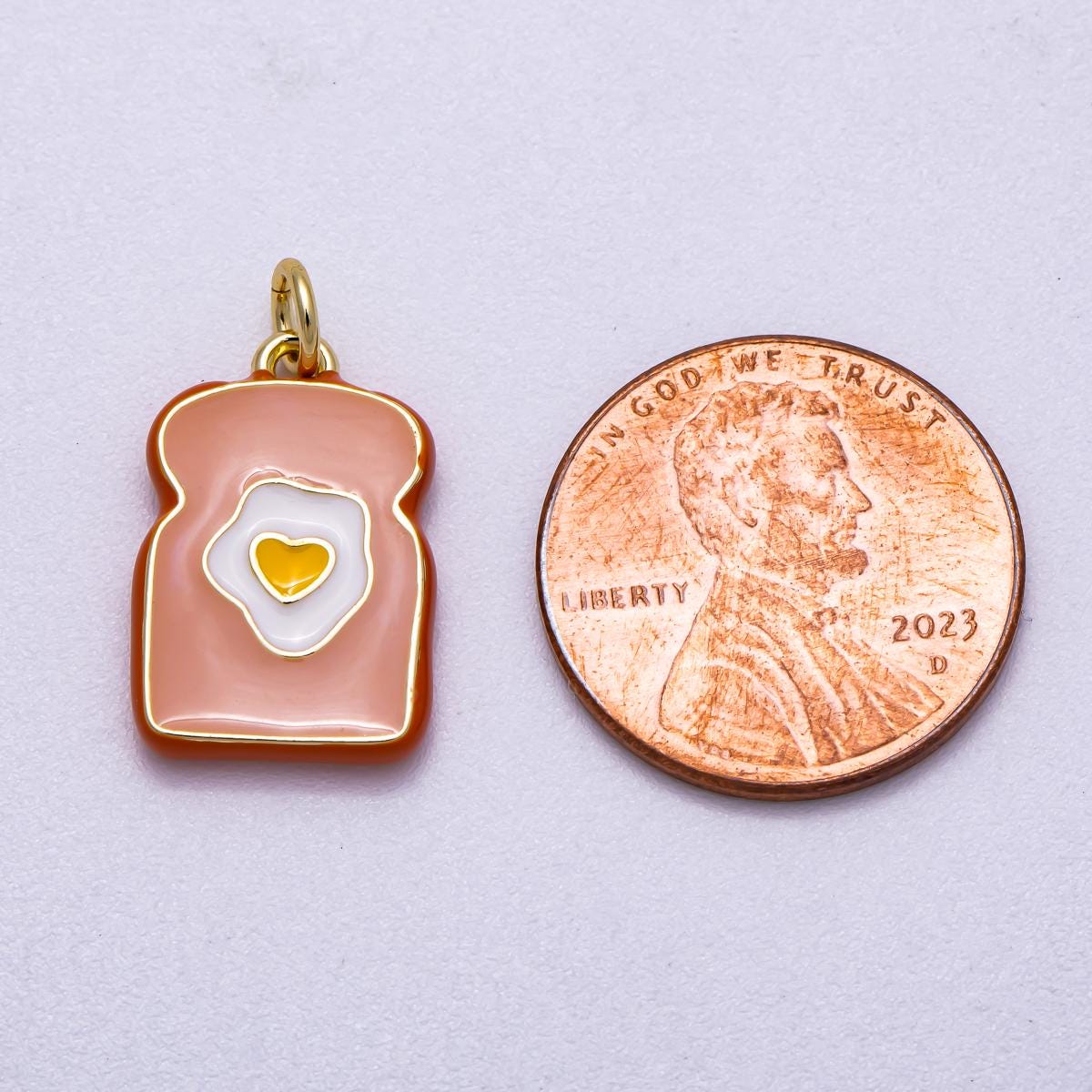 16K Gold Filled 17mm Egg Toast Breakfast Enamel Charm Brunch Lover Gift DIY Jewelry Making Supply for custom charm bracelet | Charms-00578