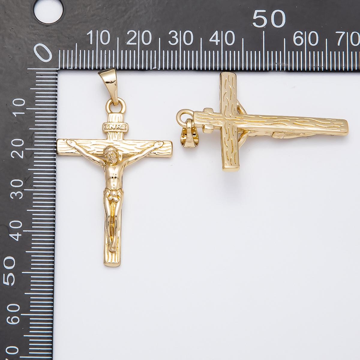 14k Gold Fill Jesus Cross Crucifix Pendant, Religious Charm Necklace Finding Charms-521