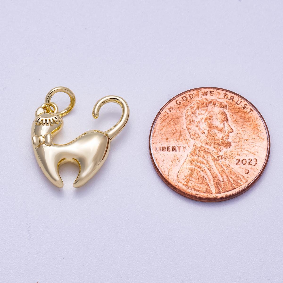 16K Gold Filled 15mm Kitty Pet Animal 3D Multidimensional Charm vintage style cat lover gift dainty gift for her diy supply | Charms-00629
