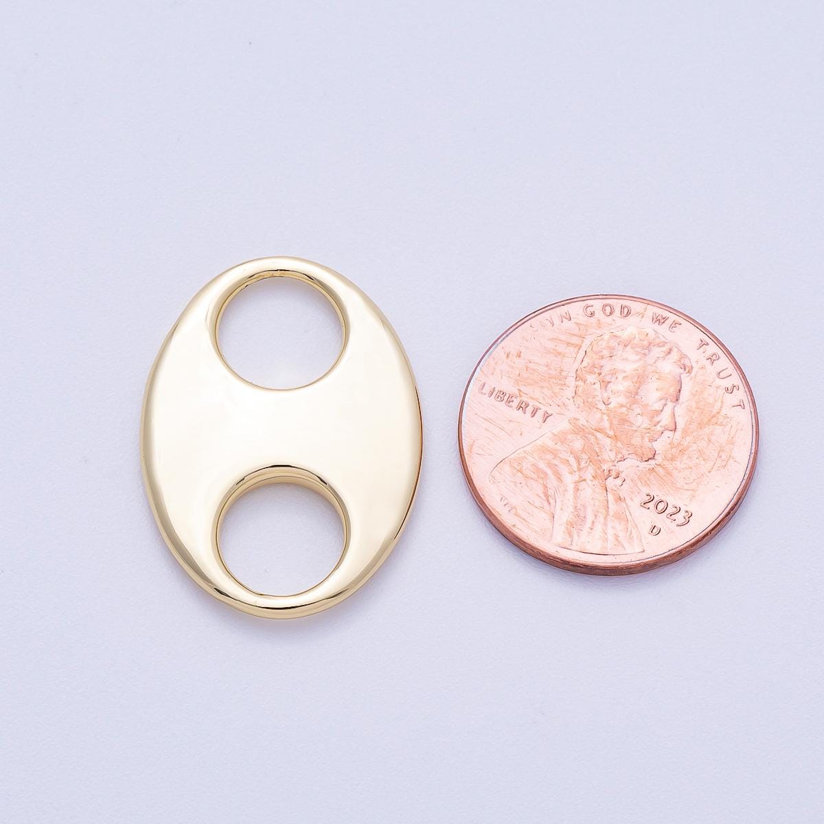 16K Gold Filled 25mm Minimalist Mariner Anchor Link Findings Chunky Oval Connector DIY Necklace Component | Findings-00137