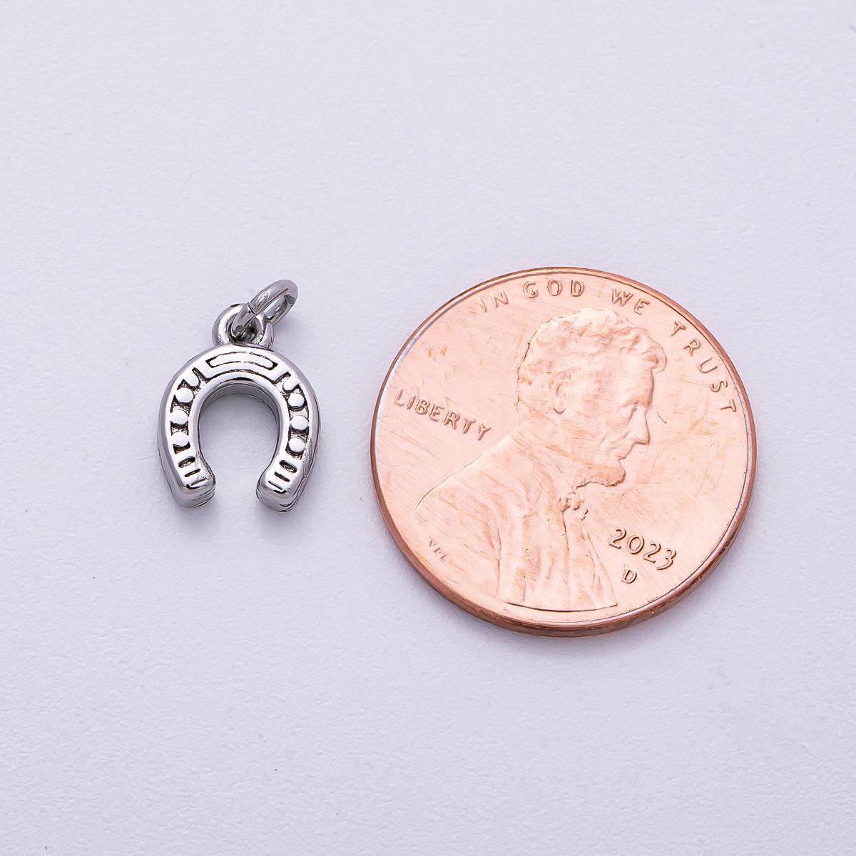 Stainless Steel 10mm Textured Horse Shoe Mini Charm Equestrian Jewelry Gift for Horse Lovers Jewelry Making Supply | Charms-00515