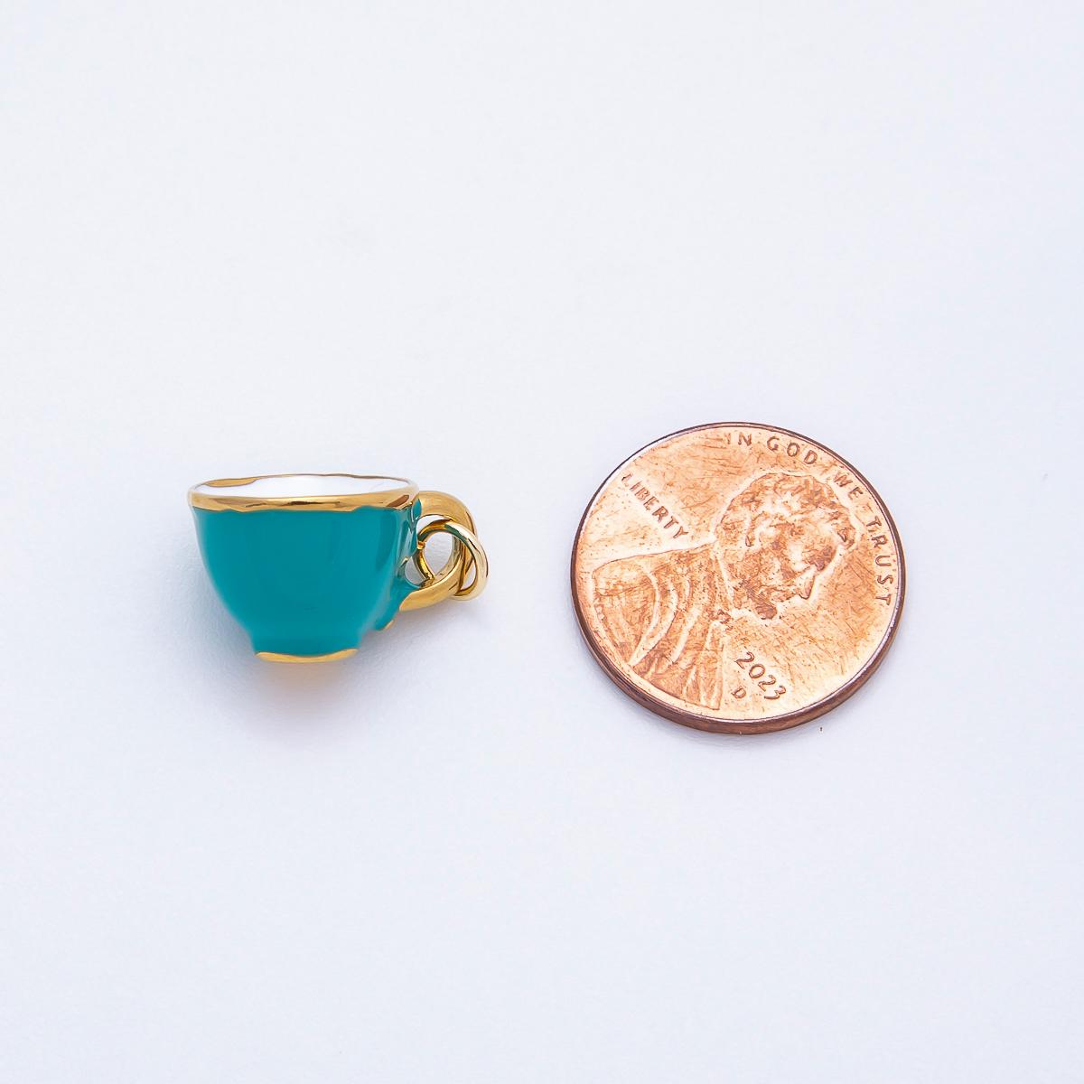 18k Stainless Steel Gold Teacup Charm Miniature Tea Lover Pendant DIY Jewelry Supply for custom necklace and bracelet | CHARMS-00706