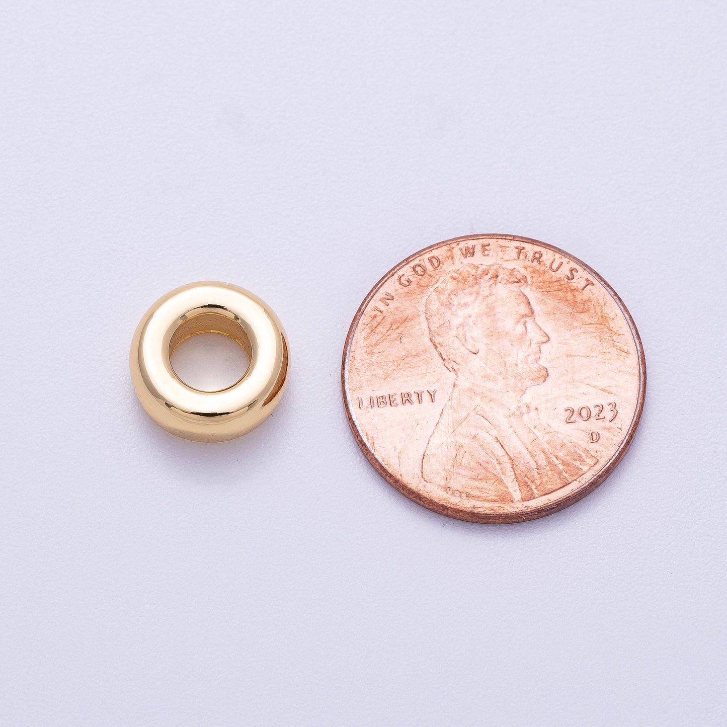 16K Gold Filled 10mm Minimalist Round Geometric Spacer Rondelle in Gold & Silver DIY Jewelry Supply Finding for Necklace | Beads-00237