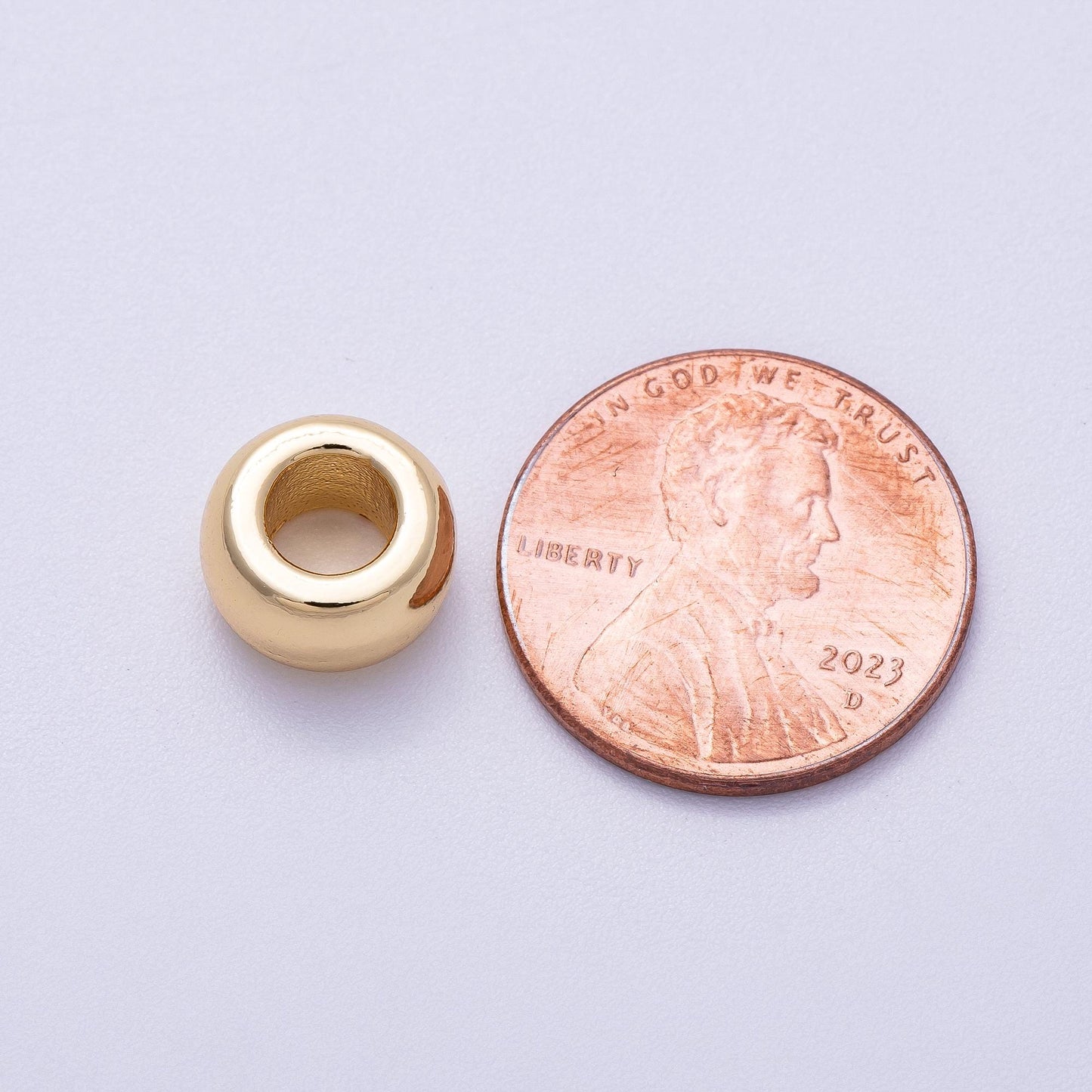 16K Gold Filled 10mm Chubby Round Thick Spacer Rondelle in Gold & Silver Flat Jewelry Findings DIY Supply for Custom Necklace | Beads-00239