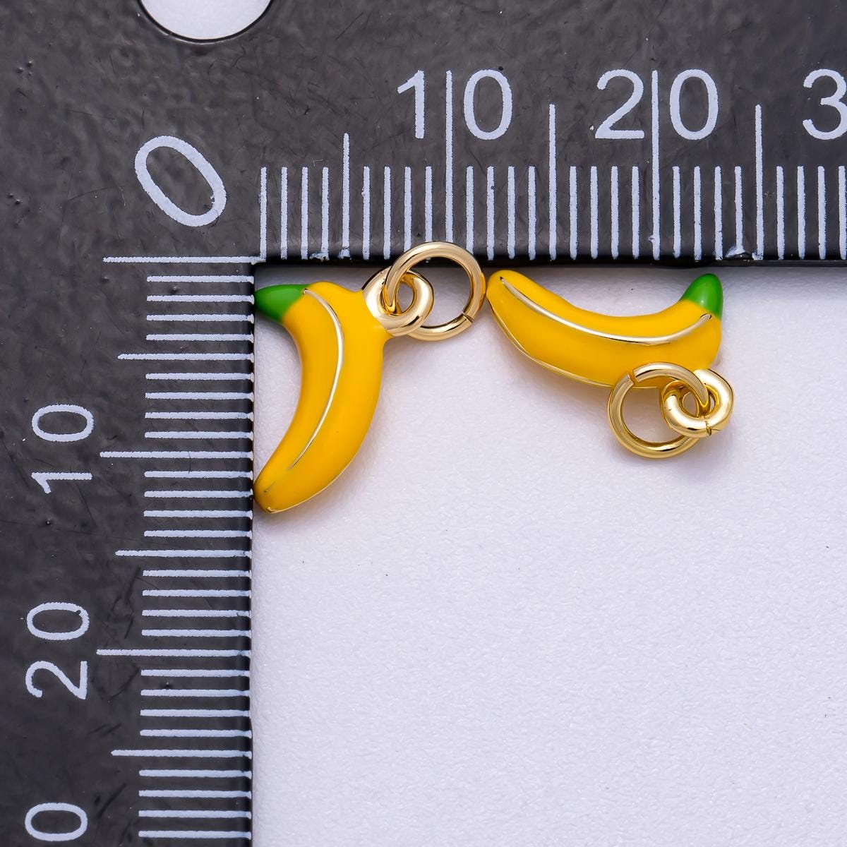 18k gold filled yellow enamel banana fruit charm | Charms-00580