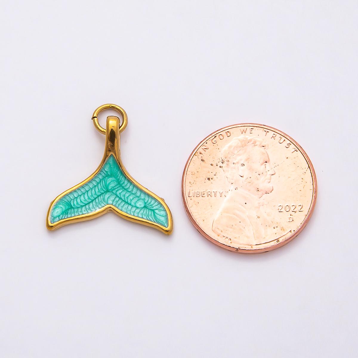 18k Stainless Steel Gold Whale Tail Charms Mermaid Tail Pendant Ocean Animal Inspired Jewelry DIY Necklace Birthday Gift | CHARMS-00775