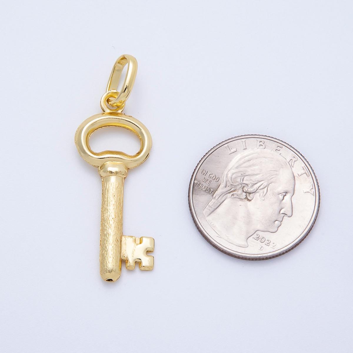16K Gold Filled 37mm Plain Lucky Key Pendant Symbolic Gift for Her DIY Jewelry Supply for custom Necklace and Bracelet | Charms-00648