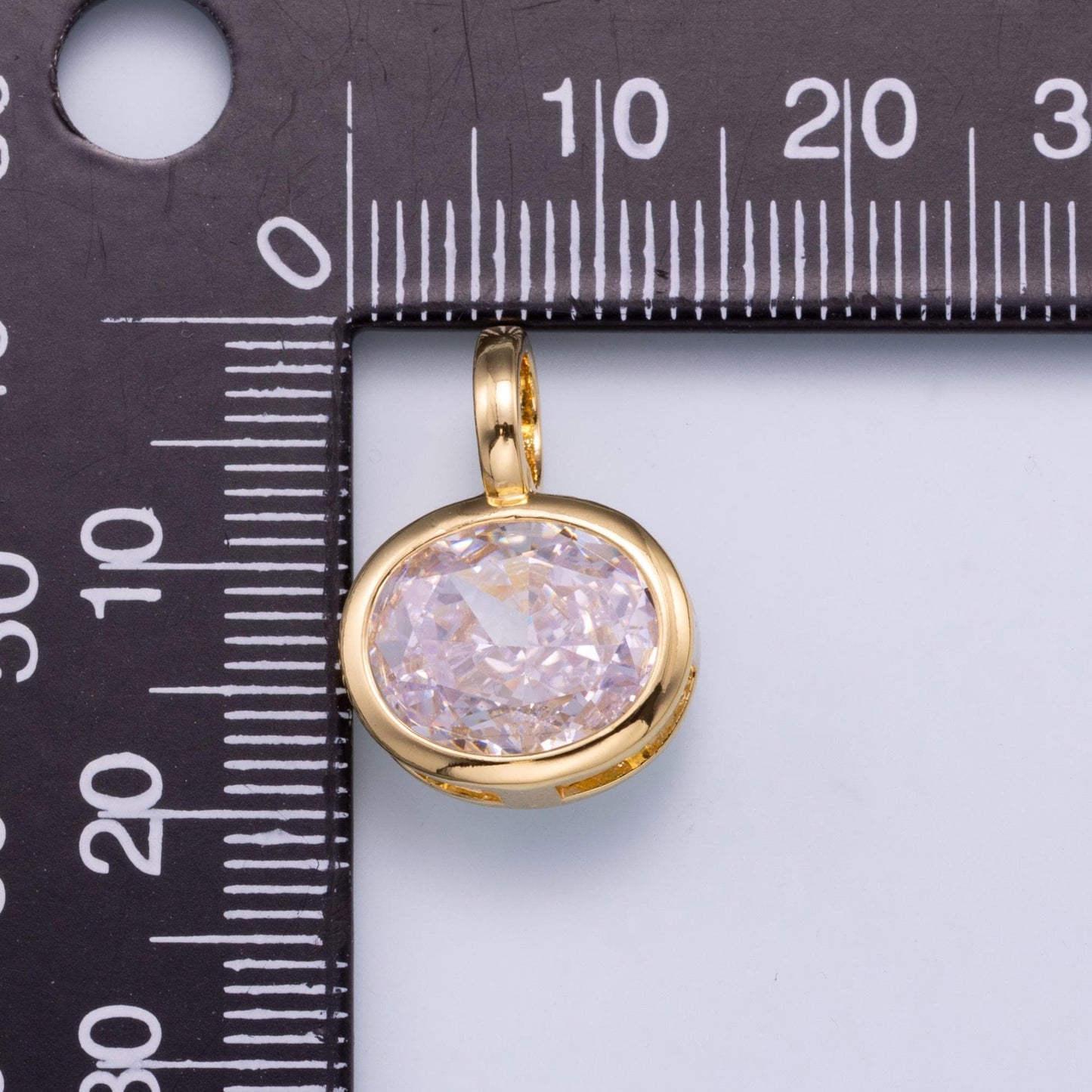 14k gold filled Clear Cz Eye Rectangle Oval bezel Charm Geometric pendant for Drop Jewelry Collar Cord Necklace Supply | Charms-751