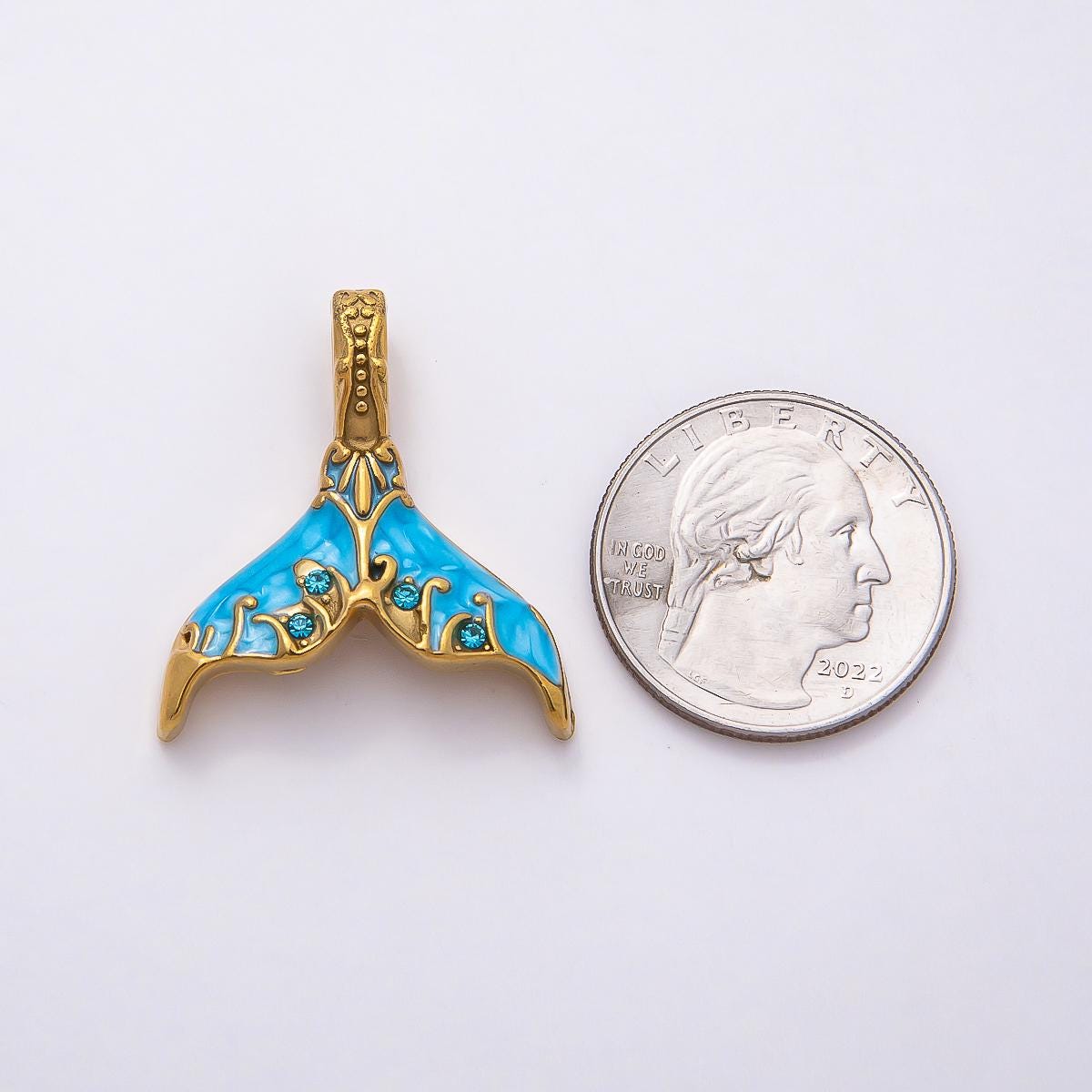 18k Stainless Steel 31mm Whale Tail Charms Mermaid Tail Pendant Ocean Animal Inspired Jewelry DIY Necklace Birthday Gift | CHARMS-00789