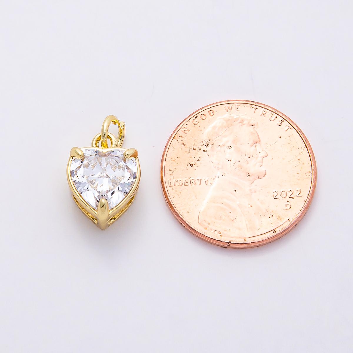 16k Gold Filled 12mm Heart Zirconia Charm Clear Crystal Love Pendant for DIY Necklace Earrings Bridal Jewelry Making Finding | CHARMS-00818