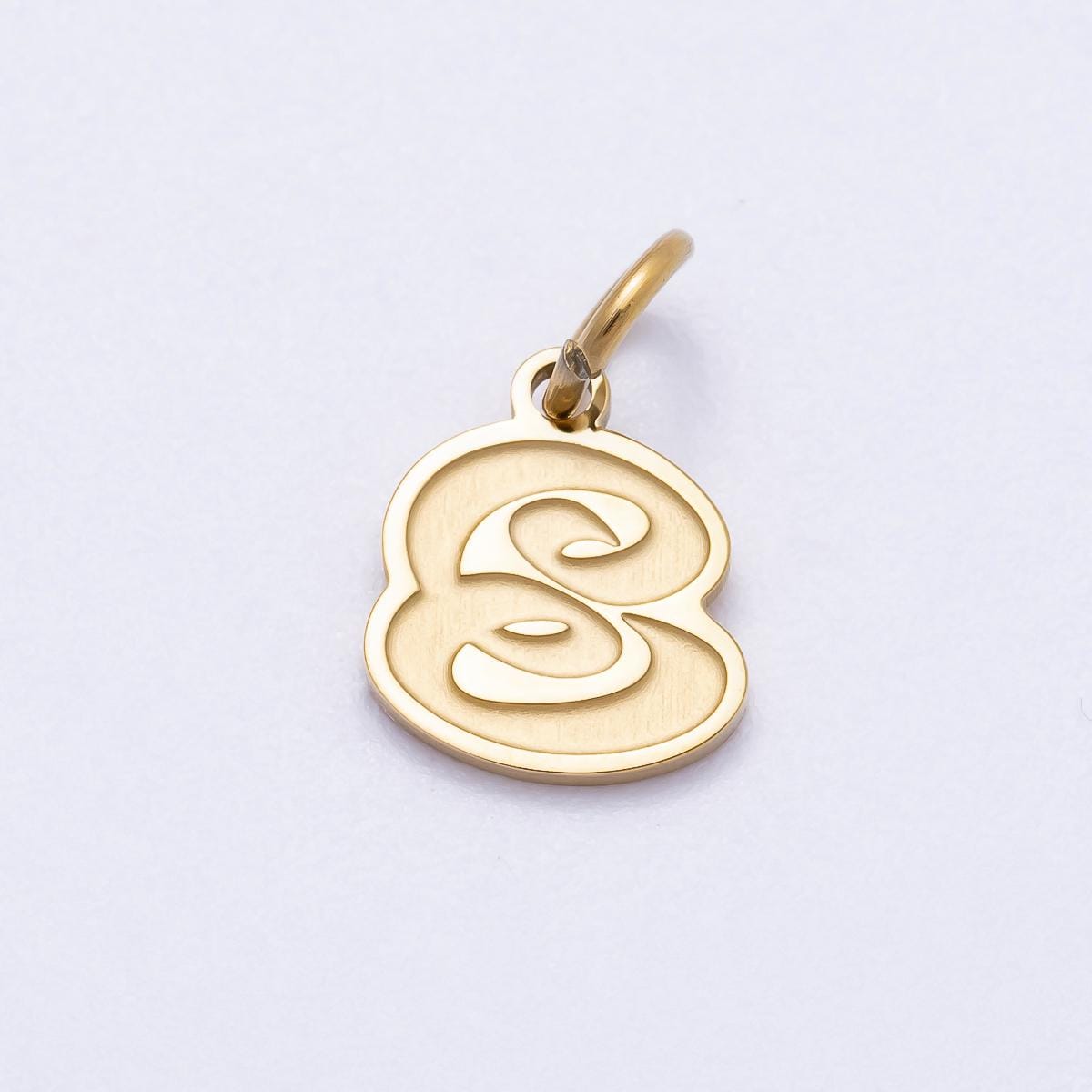 PVD Gold Plated Letter Charm Gold Cursive Alphabet Charm Initial Letter Pendant Personalized Jewelry Stainless Steel Tarnish Free CHARMS-720
