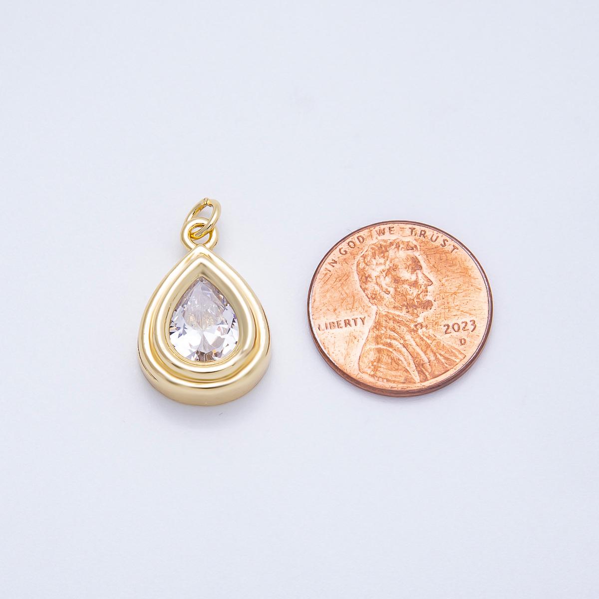 16k Gold Filled 20mm Teardrop Charm Pear Cut CZ Pendant Dainty Layering Necklace DIY Jewelry Supplies custom Necklace | CHARMS-00665