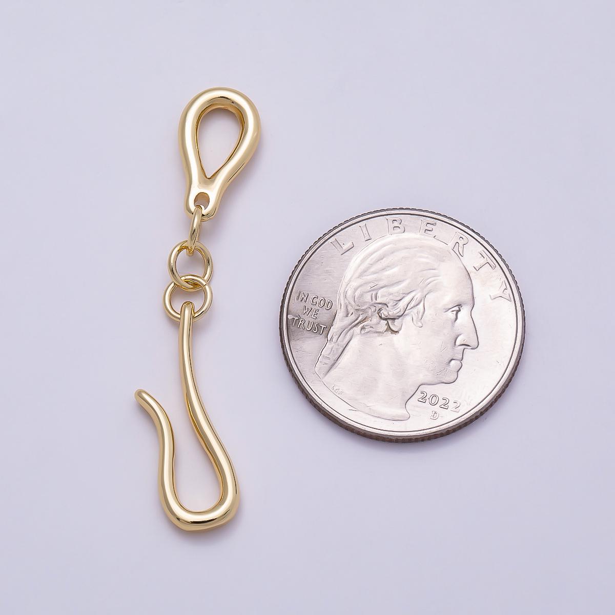 16k Gold Filled 23mm Gold Fish Hook Pendant Charm Dainty Fishhook Clasp Connectors Minimalist Craft Jewelry Making Supply | FINDINGS-00170