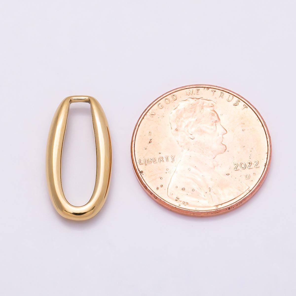 Stainless Steel 18mm Minimalist Open Oval Link Pendant Findings Elongated High Shine Geometric Connector DIY Supply | Findings-00176