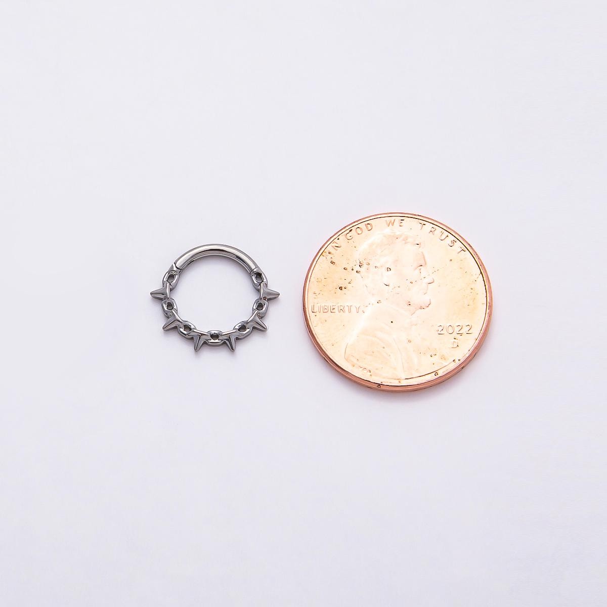 Stainless Steel 11.5mm Spiked Cable Pull Gate Round Finding in Gold Silver Punk Gothic Spring Ring Clasp DIY Craft Supply | Findings-00194