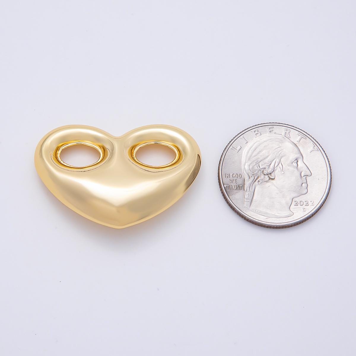 16K Gold Filled 25mm Heart Mariner Chubby Link Finding in Gold & Silver Connector Spacer Charm Bead Loop DIY Jewelry Supply | Findings-00234