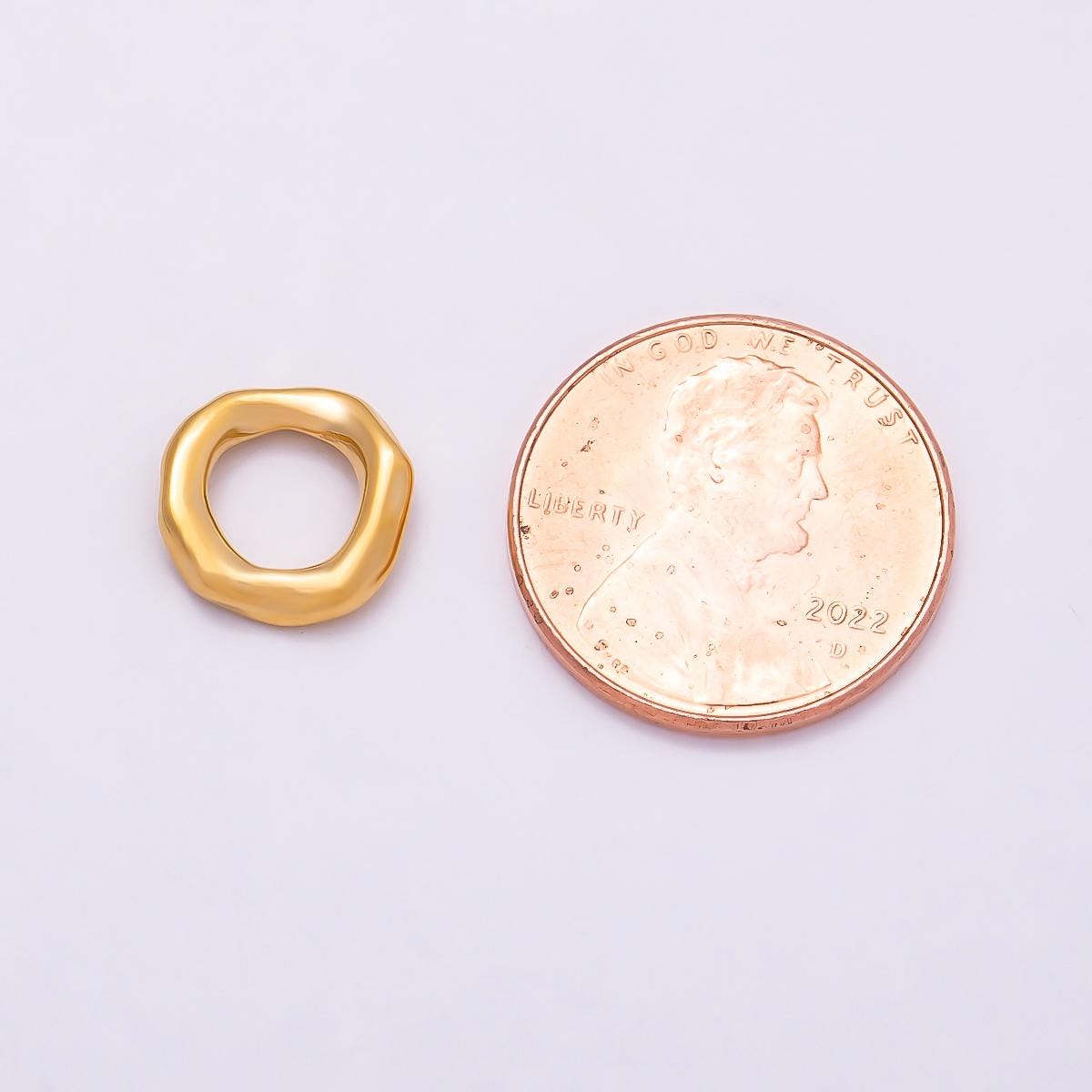 Stainless Steel 11mm Molten Round Link Pendant Findings Wavy Circle Charm Abstract Ripple Loop Connector Jewelry Supply | Findings-00177