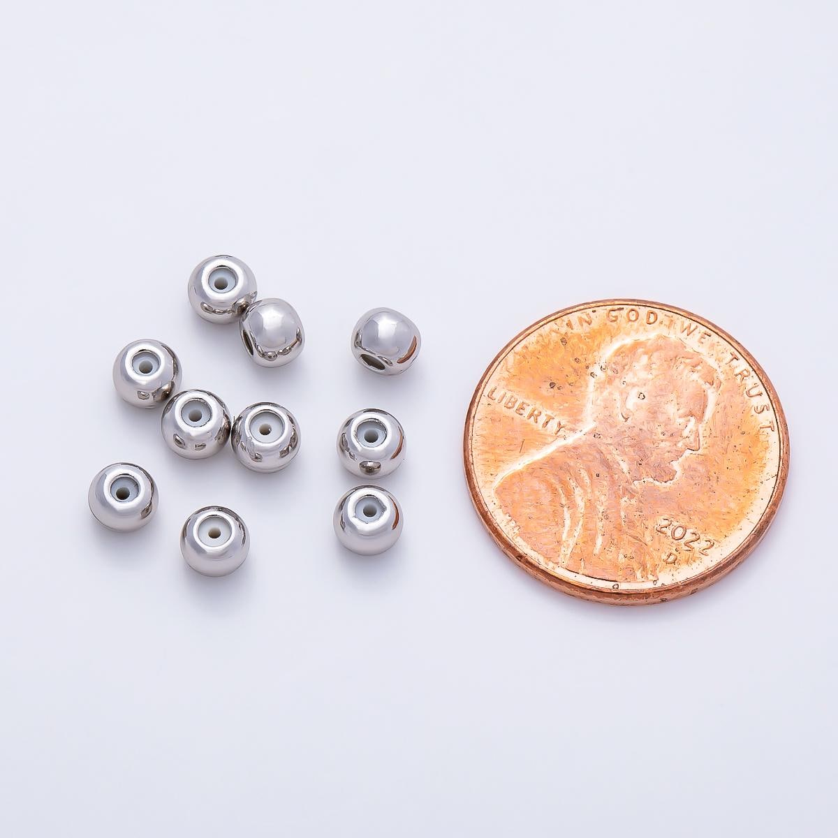 Rhodium Plated 4mm Silicone Rubber Slide Bead Smooth Ball Slider Spacer for DIY Adjustable Bracelet Necklace Jewelry Suppy | Findings-00406