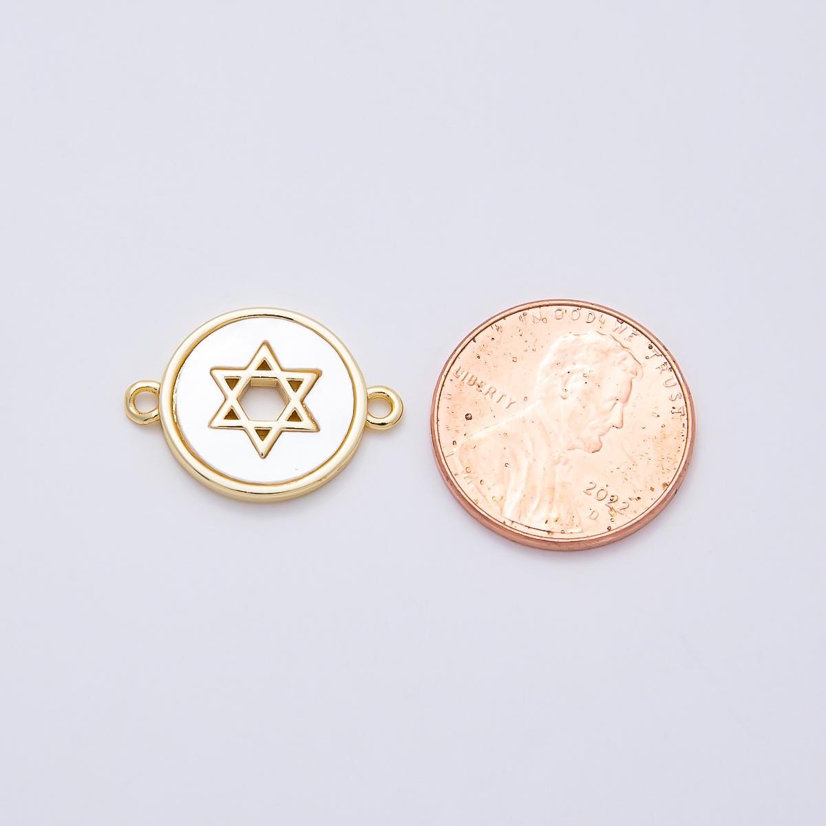 16k Gold Filled Shell Pearl Star of David Connector Link Jewish Bracelet Component Hanukkah Jewelry Making Birthday Gift | CONNECTORS-00025
