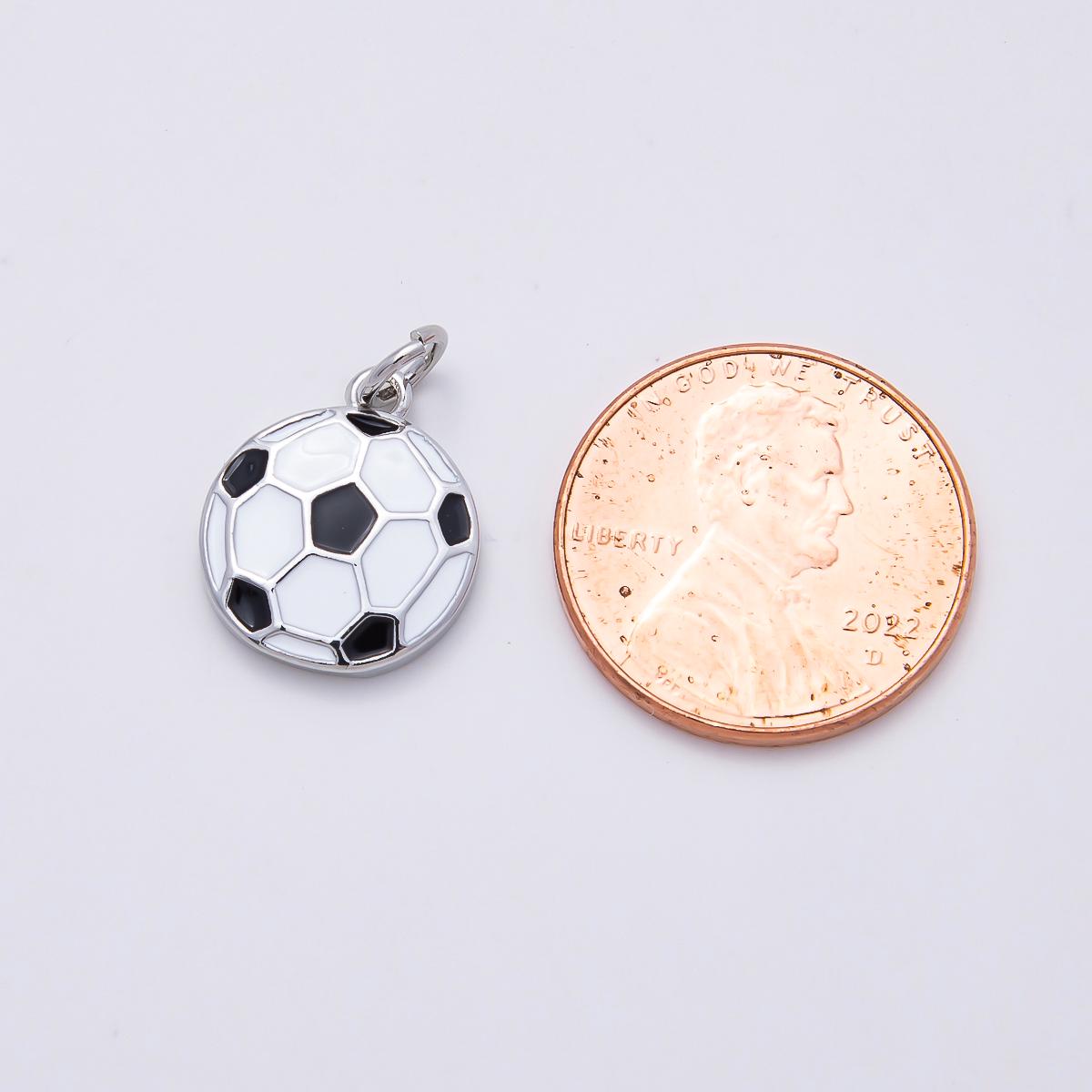Silver Sports Soccer Football Enamel Charm Sport Team Athlete Pendant DIY Jewelry Making Supply for Charm Bracelet Necklace | Charms-01111
