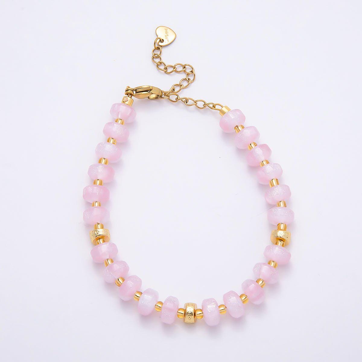 Handmade 8mm Orange, Yellow, Blue, Green, Pink Glitter Rondelle Bead Resin 7 Inch Bracelet w. Extender Summer Jewelry Gift | WA-04554