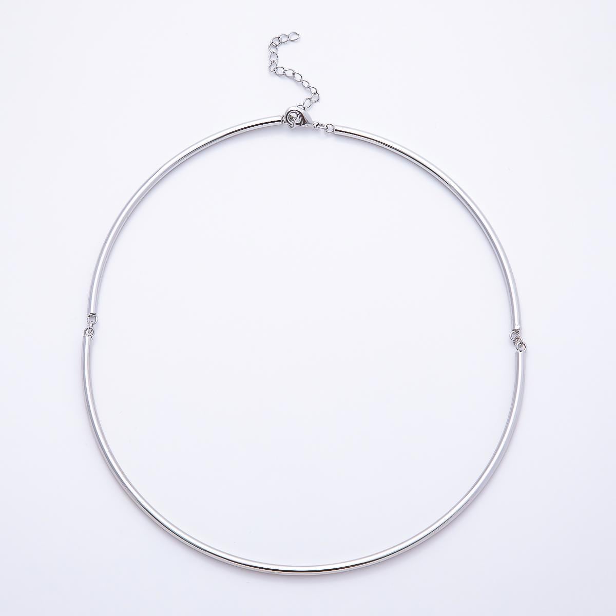 NEW 16K Gold Filled 3mm Minimalist Floating Collar Torque Necklace in Gold & Silver Neck Frame for DIY Jewelry Making Supplies | WA-04711