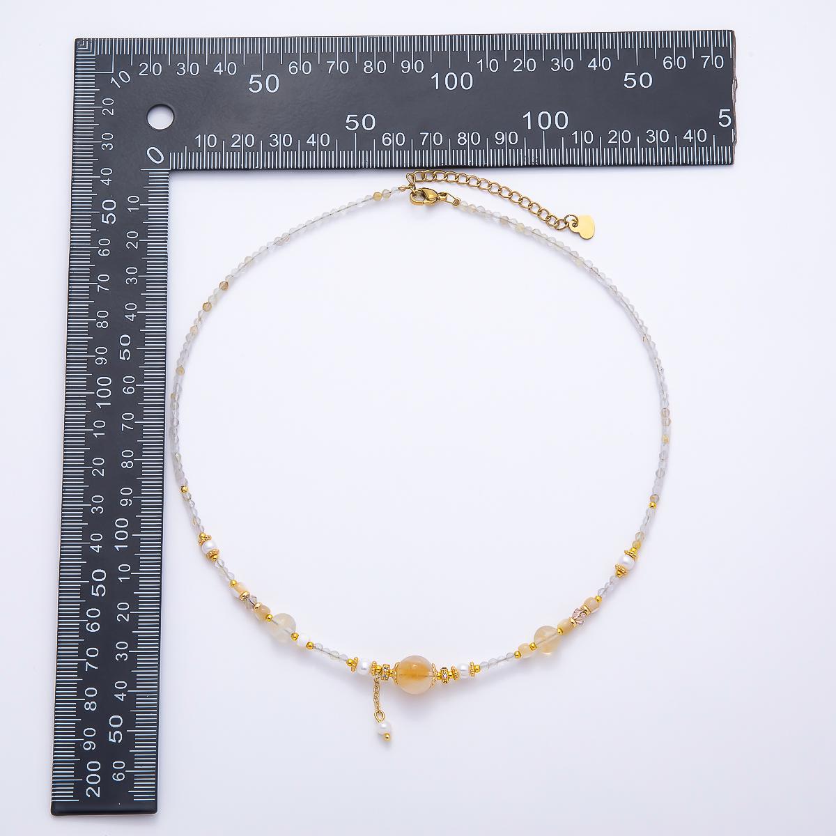 Natural Moonstone Necklace, Handmade Beaded Necklace, White Crystal Choker, Gold Accent Jewelry, Wedding Gift for Her WA-4736