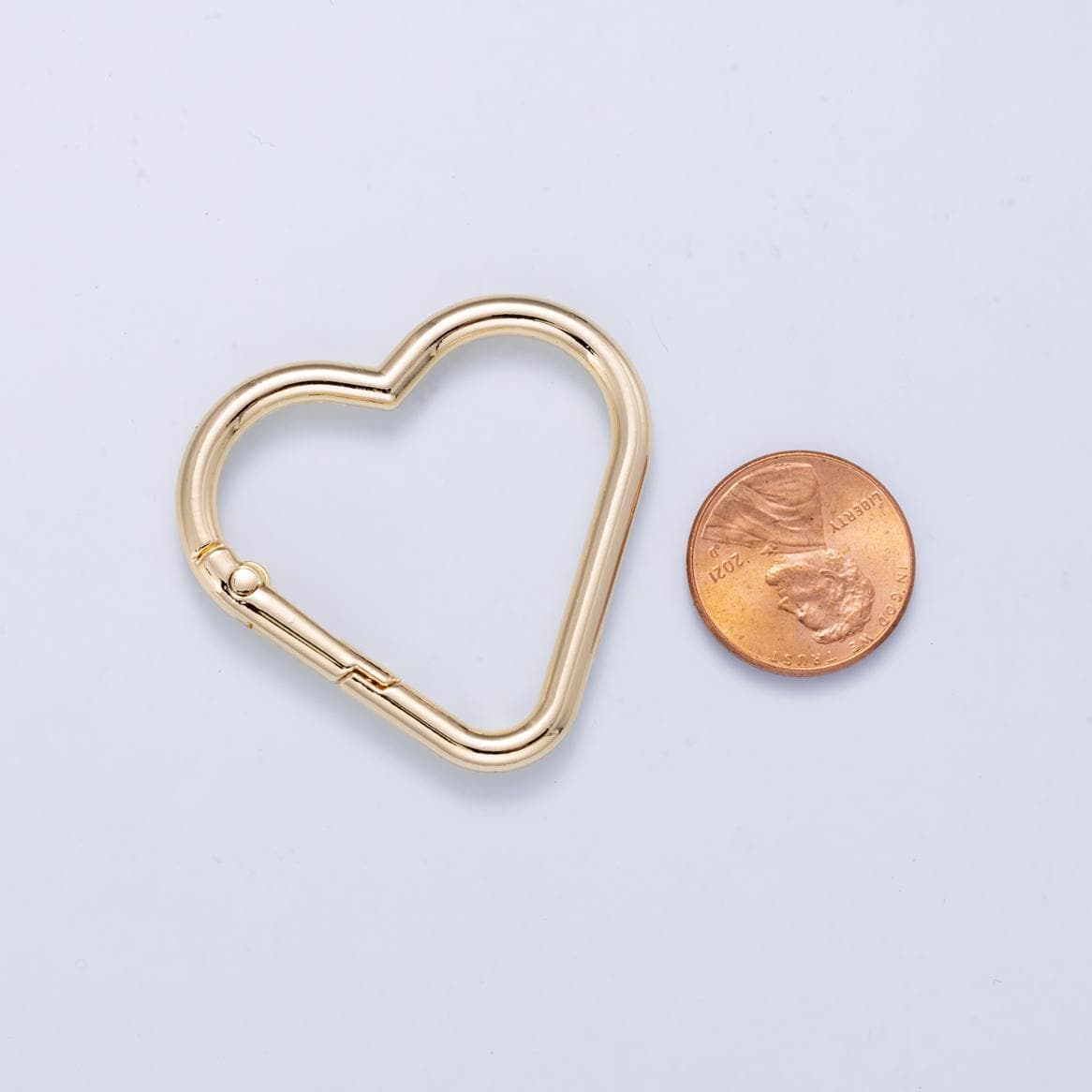 24K Gold Filled Heart Carabiner Clasp Big Carabiner Lock Connector Spring Push Gate for DIY Jewelry Clasp Necklace Keychain Findings-412