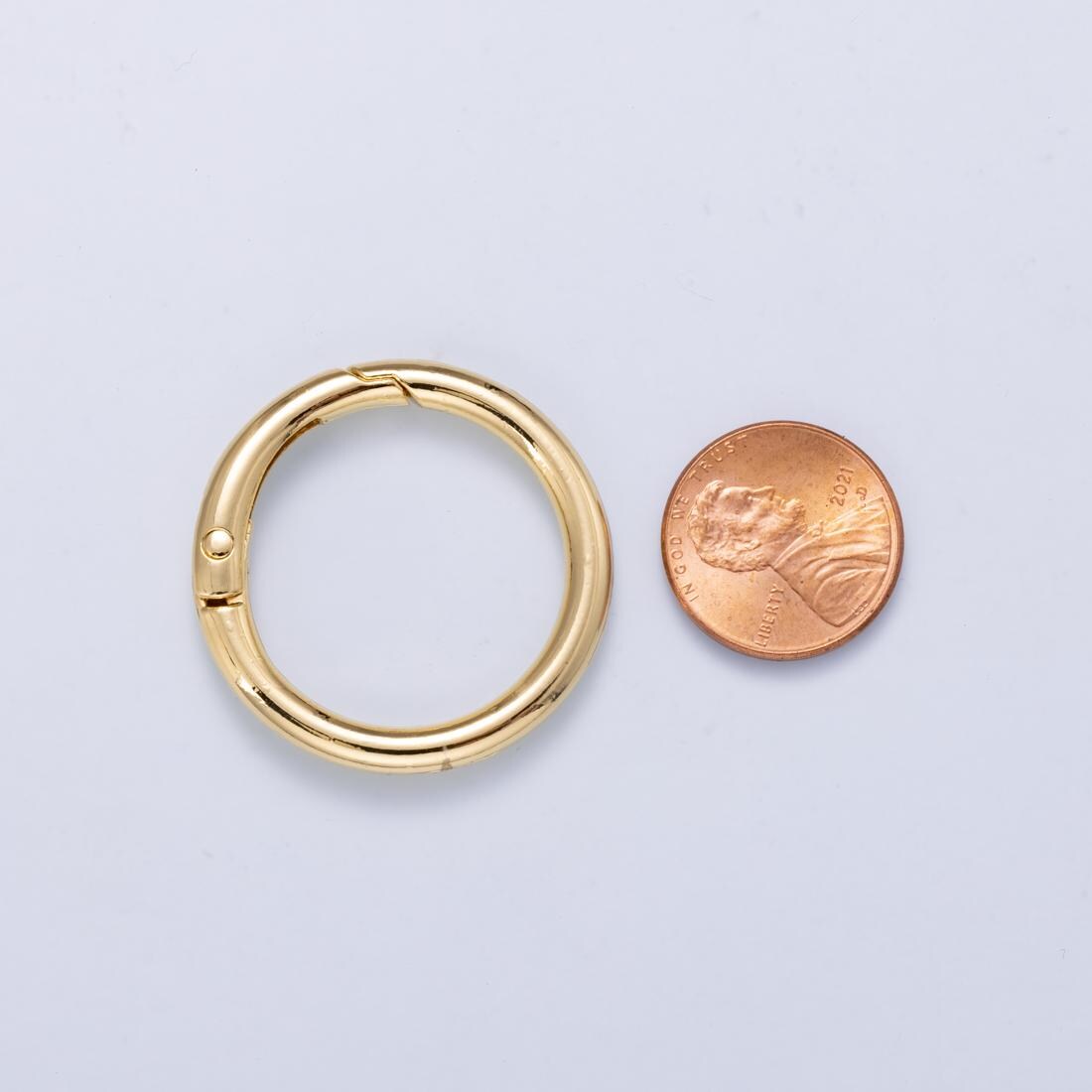 24K Gold Filled Round Carabiner Clasp Big Lock Connector Spring Push Gate for DIY Jewelry Clasp Necklace Keychain Charm Findings-414