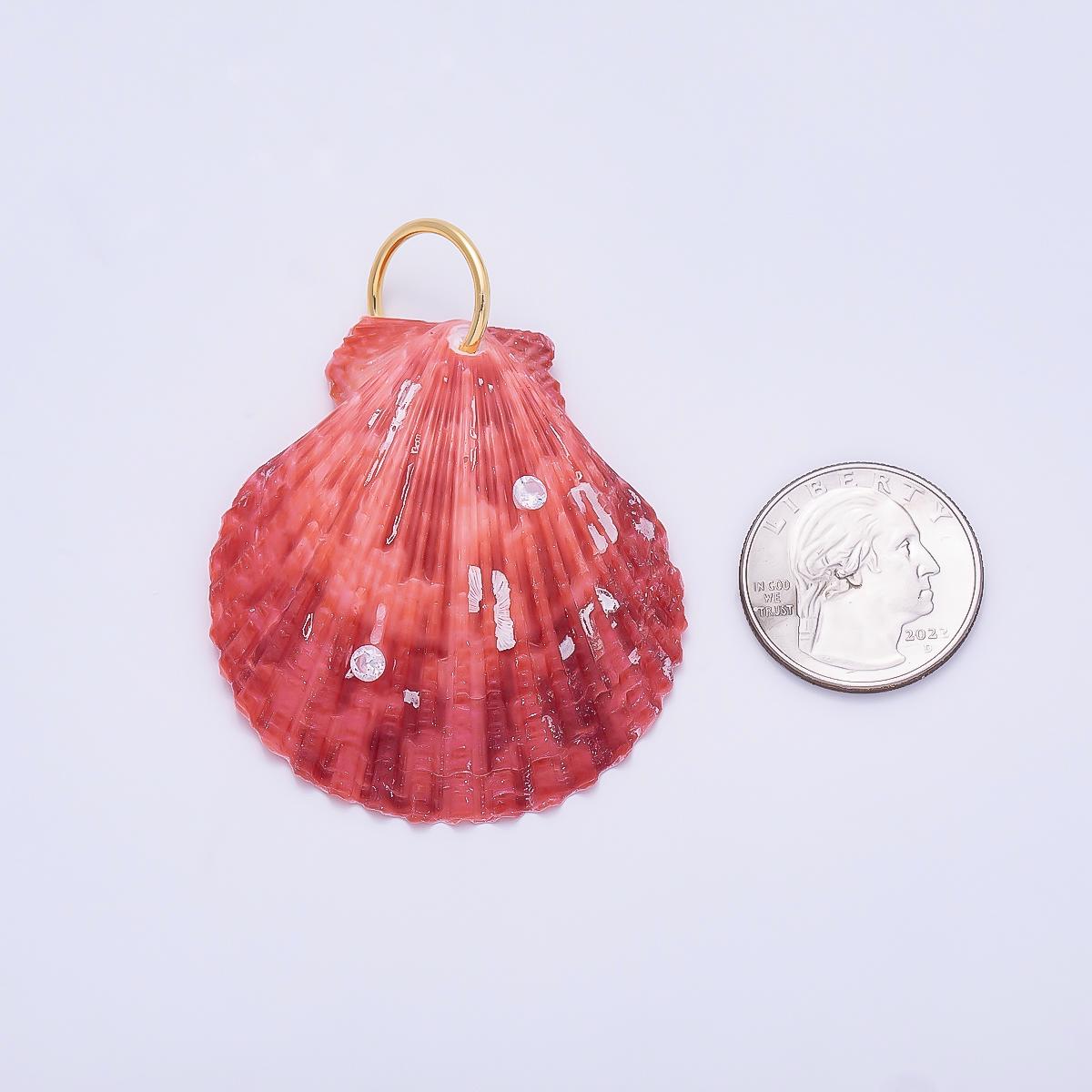 Natural Scallop Shell Pendant, Genuine Seashell Charm Coastal Beach Shell Pendant, Ocean Jewelry Charm, Mermaid Necklace Pendant Charms-1473