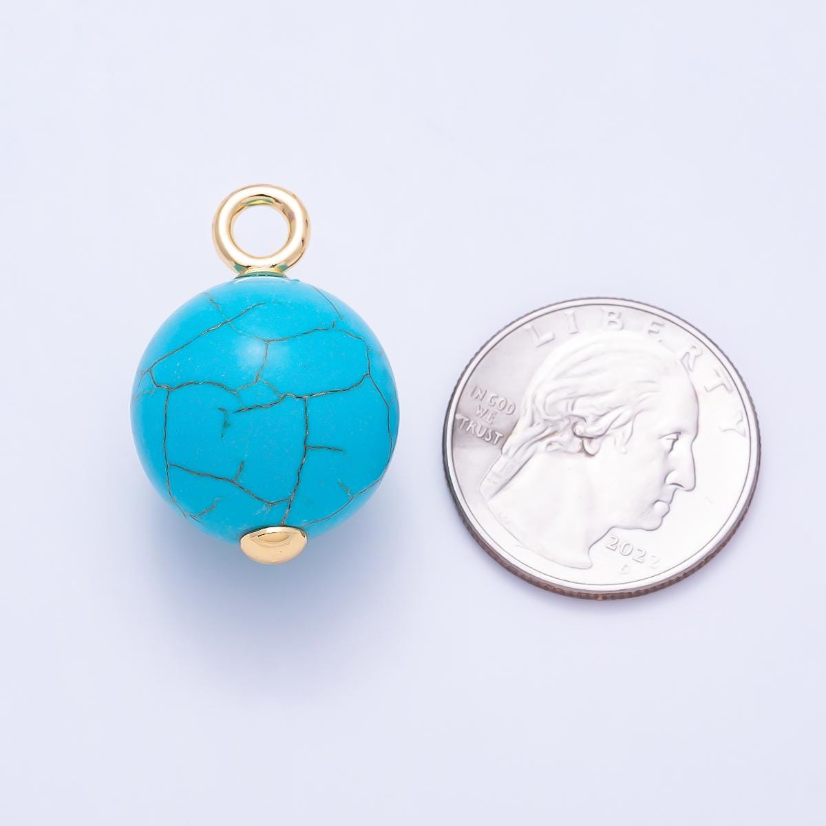 18k Gold Filled Turquoise Pendant 20mm Dainty Floating Bead Charm Minimalist Summer Gift Necklace Component | CHARMS-001412