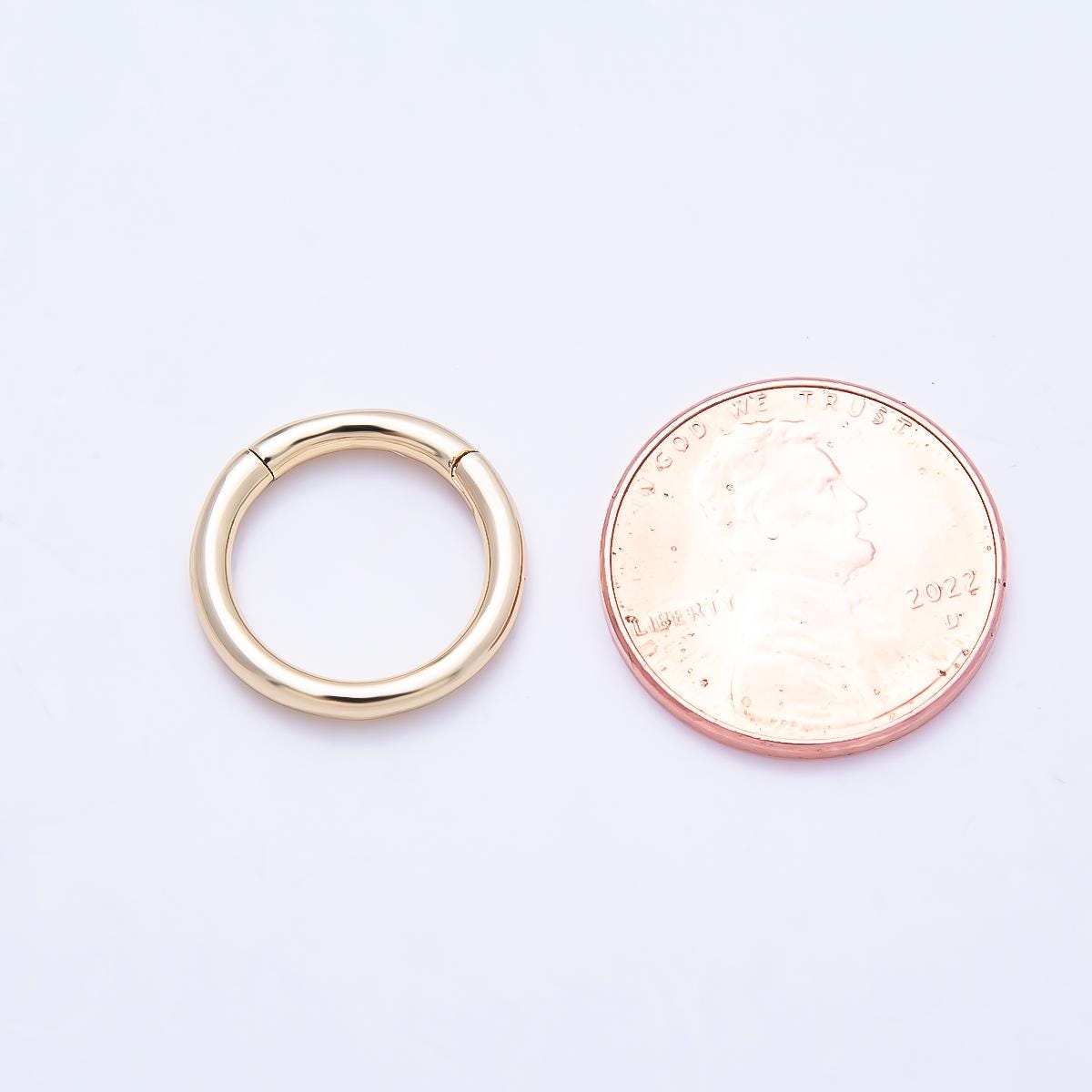 16K Gold Filled 15mm Minimalist Circle Round Pull Gate Findings Circle Connector DIY Jewelry Making Supply Charm Holder | Findings-00418