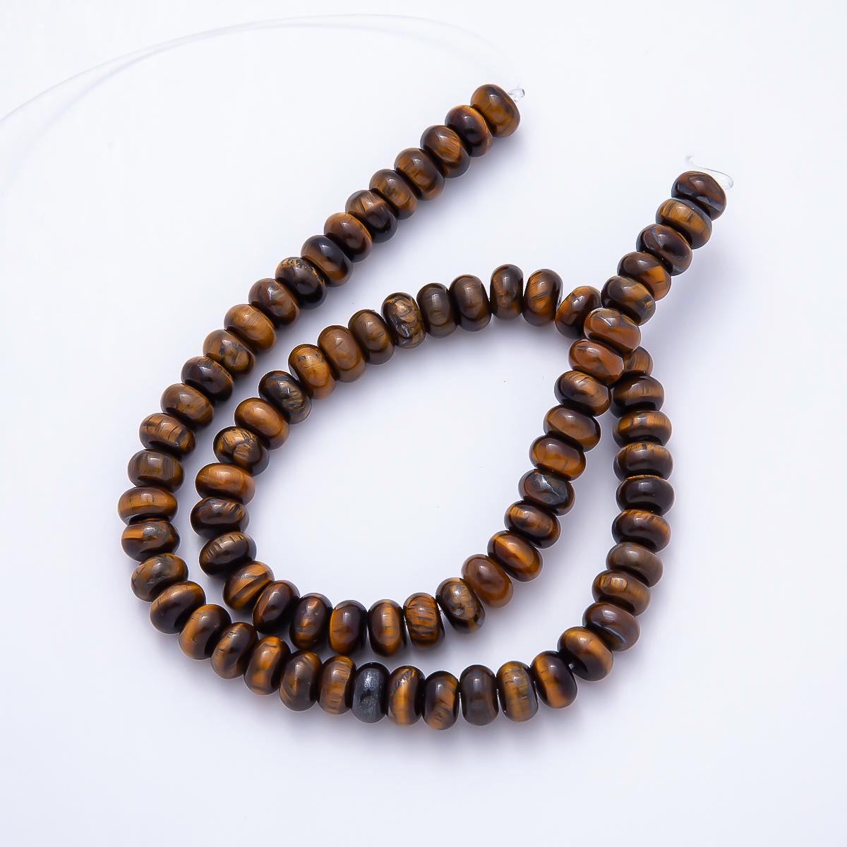 8mm Rondelle Tiger's Eye & Grey Natural Gemstone Loose Bead Strand Finding DIY Jewelry Making Supply Beading Craft Supply | WA-01441