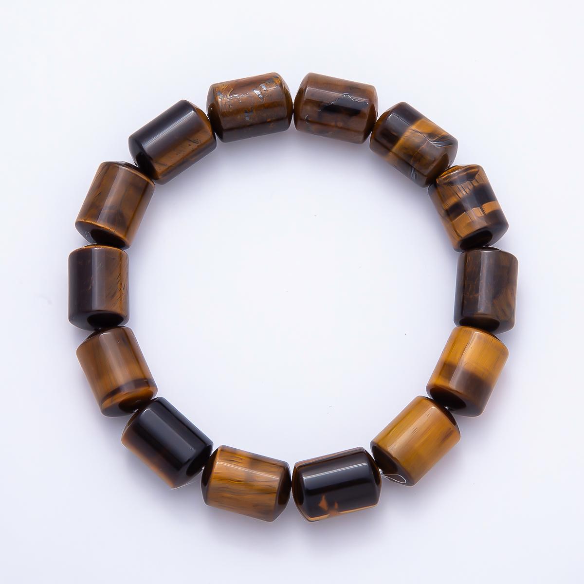 16K Gold Filled 10mm Clear Quartz, Amethyst, Aventurine, Rose Quartz, Tiger Eye Tube Gemstone Stretch Bracelet | WA-02243