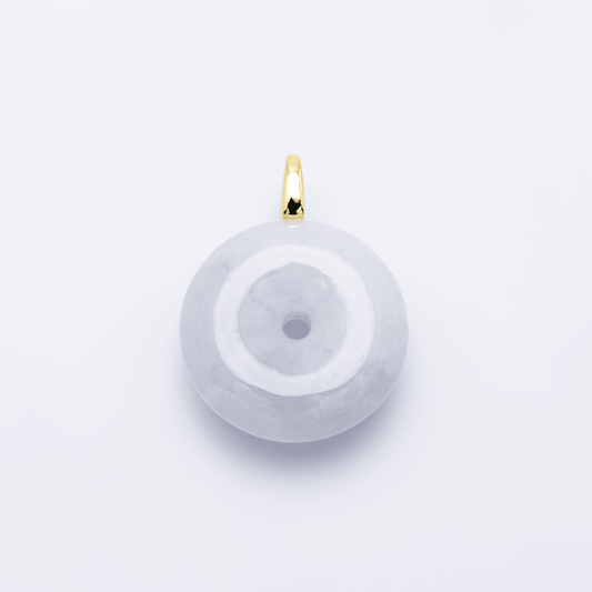 24K Gold Filled 16mm Green Jade Round Donut Charm | M250