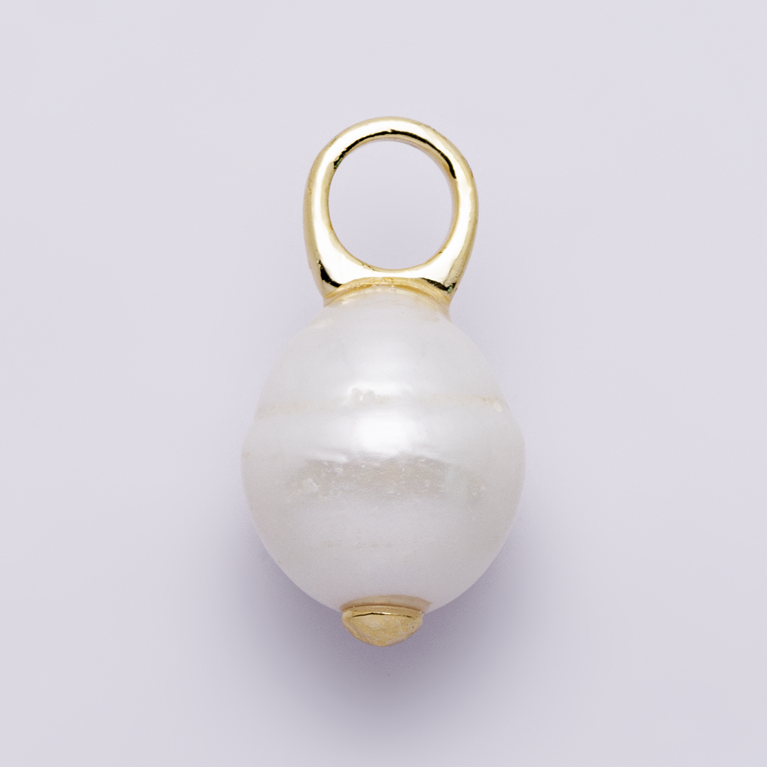 Tiny potato pearl charms white pearl drop pendants dainty charm necklace pendant 13mm pearl drop with bail p1734