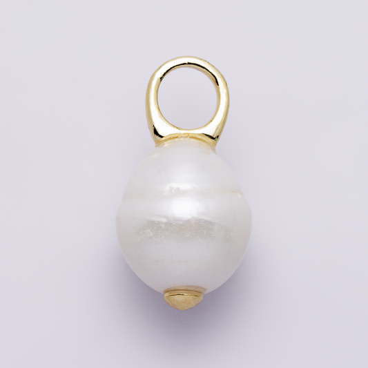 Tiny potato pearl charms white pearl drop pendants dainty charm necklace pendant 13mm pearl drop with bail p1734